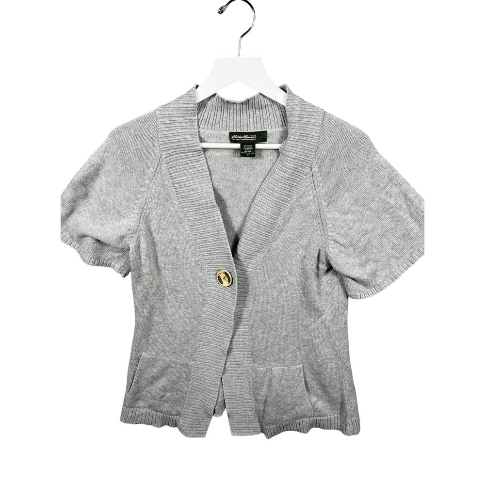 Eddie Bauer Light Gray Short Sleeve Cardigan